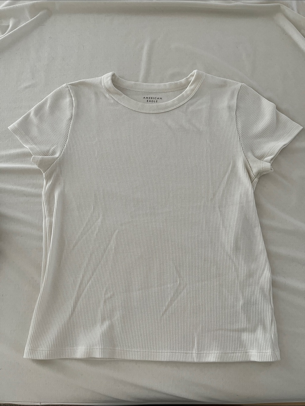 American Eagle and Abercrombie Ribbed Thermal Tee Trio - Black, Beige, Cream - Picture 2 of 7